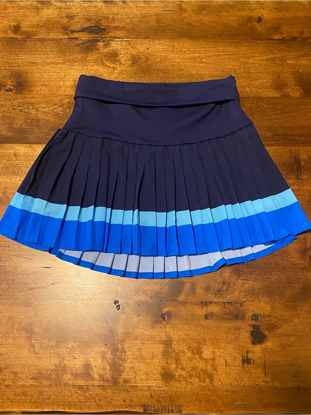 Pleated Navy and Blue Colorblock Tennis Skirt